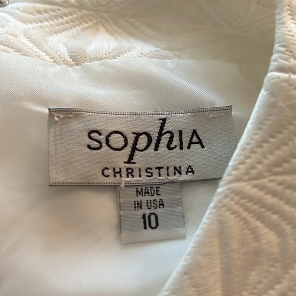 Sophia Christina white beaded tapestry fabric sleeveless shift dress Sz 10 - Picture 6 of 8